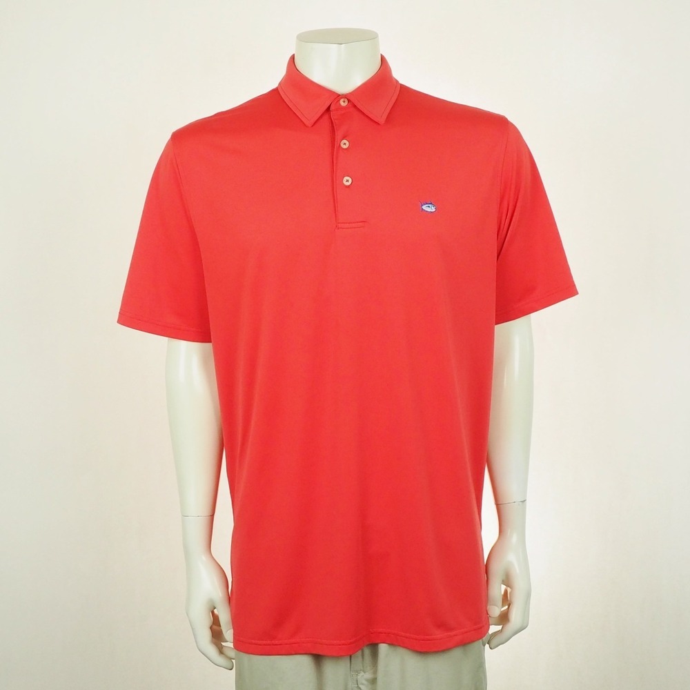 Southern Tide Club Golf Polo Shirt Mens Large Coral Red Performance Tech Blend
